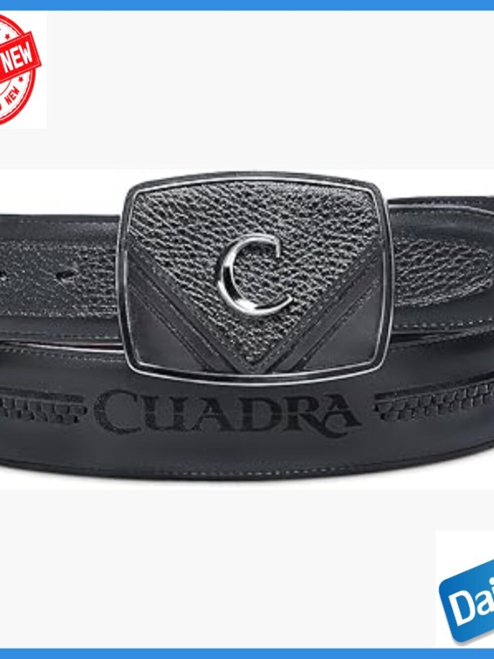 Men's Western Leather Belt with Square Buckle, Size 42, Premium Deer & Bovine